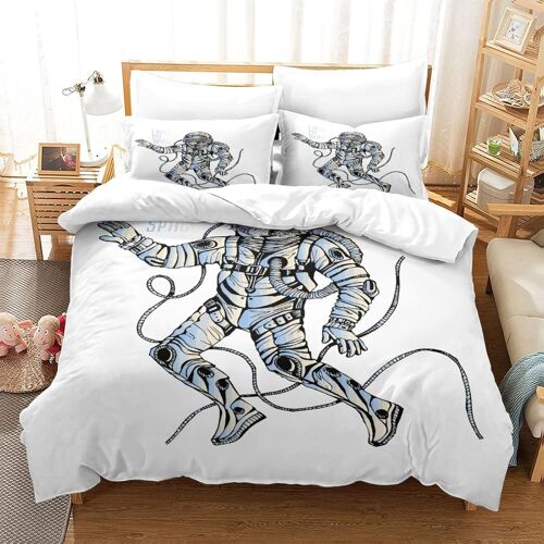 Astronaut Impression En D Parure De Lit De Housse£¬Pour Adulte Adolescents£¬Galaxy Moon Pi¿¿Ces Housses Pour Couettes Respirant Fermeture Eclair