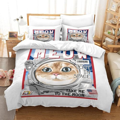Astronaut Impression En D Sets De Housse De Avec Fermeture Eclair Couettes Galaxy Moon Housse De Couette Microfibre £¬Adulte Gar? On Fille Nsemb