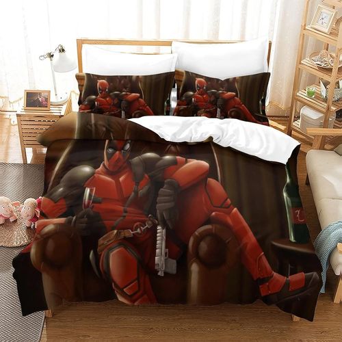 Deadpool Impression En D Housse De Couette£¬Couette Microfibre Avec Fermeture Eclair Enfants Adultes£¬Super Hero Ensemble De Housse De C Ouette A