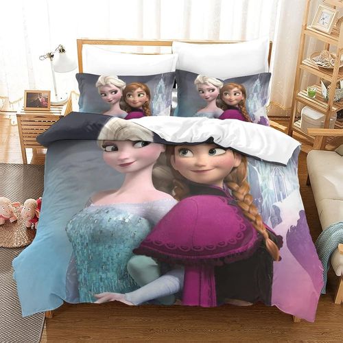Frozen Impression En D Housse De Couette£¬Couette Microfibre Avec Fermeture Eclair Enfants Adultes£¬Elsa Ensemble De Housse De C Ouette Avec Taie