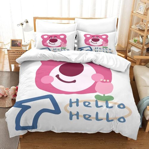 Lotso Impression En D Housse De Couette£¬Couette Microfibre Avec Fermeture Eclair Enfants Adultes£¬Toy Story Ensemble De Housse De C Ouette Avec Taie D'