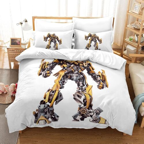 Transformers Bumblebee Impression En D Parure De Lit De Housse£¬Pour Adulte Adolescents£¬Robot Movie Pi¿¿Ces Housses Pour Couettes Respirant Fermeture E