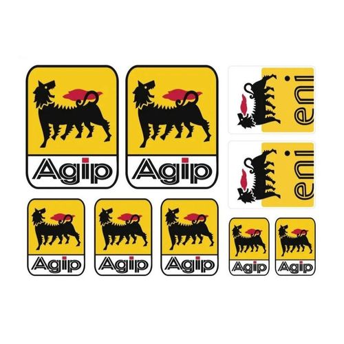 Mini Planche De 9 Stickers Agip 16x12 Autocollant Deco Voiture Garage