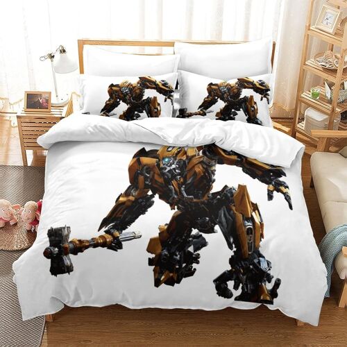 Transformers Bumblebee Impression En D Sets De Housse De Avec Fermeture Eclair Couettes Robot Movie Housse De Couette Microfibre £¬Adulte Gar? On Fille