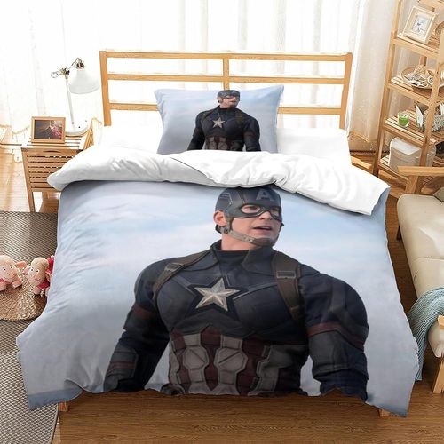 Captain America Impression En D Parure De Lit De Housse£¬Pour Adulte Adolescents£¬Marvel Comics Pi¿¿Ces Housses Pour Couettes Respirant Fermeture Eclair