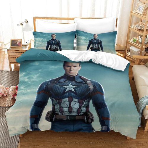 Captain America Impression En D Parure De Couette Avec Fermeture Eclair Housse De Couette Respirante£¬Pour Tout Le Monde£¬Marvel Comics Housse De Couett