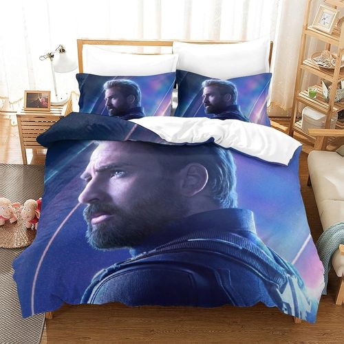 Captain America Impression En D Housse De Couette£¬Couette Microfibre Avec Fermeture Eclair Enfants Adultes£¬Marvel Comics Ensemble De Housse De C Ouett