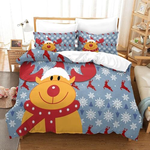 Christmas Impression En D Parure De Couette Avec Fermeture Eclair Housse De Couette Respirante£¬Pour Tout Le Monde£¬Santa Claus And Elk Housse De