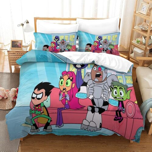 Teen Titans Go! Impression En D Sets De Housse De Avec Fermeture Eclair Couettes Anime Housse De Couette Microfibre £¬Adulte Gar? On Fille Nsemb