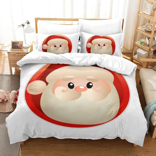 Parure De Lit Pi¿¿Ces Pour Christmas Santa Claus And Elk Impression D Housse De Couette En Microfibre Hypoallergique Avec Fermeture ¿¿Clair King