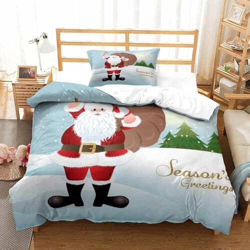 Christmas Impression En D Parure De Lit De Housse£¬Pour Adulte Adolescents£¬Santa Claus And Elk Pi¿¿Ces Housses Pour Couettes Respirant Fermeture