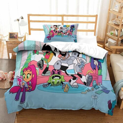 Teen Titans Go! Impression En D Parure De Couette Avec Fermeture Eclair Housse De Couette Respirante£¬Pour Tout Le Monde£¬Anime Housse De Couette