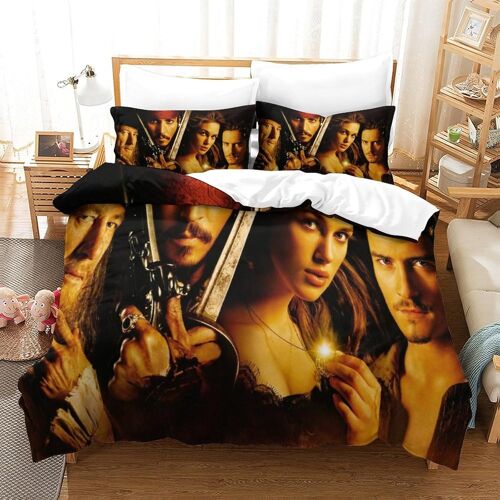 Pirates Of The Caribbean Impression En D Parure De Couette Avec Fermeture Eclair Housse De Couette Respirante£¬Pour Tout Le Monde£¬Johnny Depp Housse De