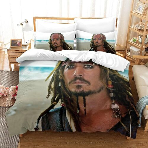 Pirates Of The Caribbean Impression En D Parure De Couette Avec Fermeture Eclair Housse De Couette Respirante£¬Pour Tout Le Monde£¬Johnny Depp Housse De