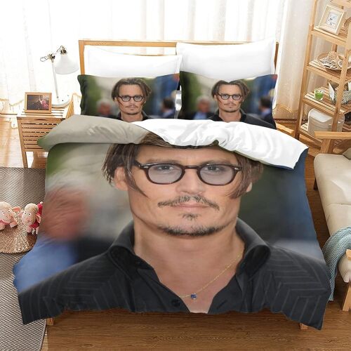 Johnny Depp Impression En D Housse De Couette£¬Couette Microfibre Avec Fermeture Eclair Enfants Adultes£¬ Ensemble De Housse De C Ouette Avec Tai