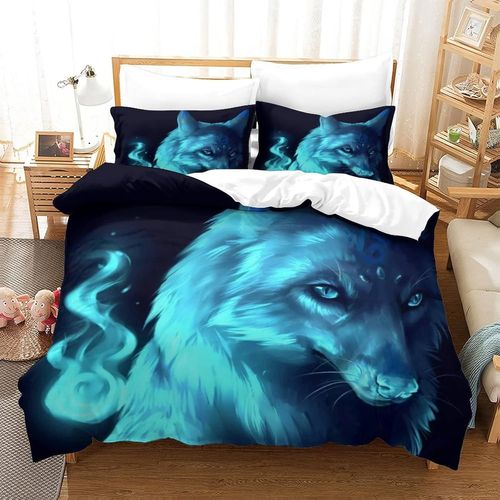 Loup Parure De Couette De Lit Pi¿¿Ces Renforc¿¿ Avec Fermeture ¿¿Clair Housse De Couette Respirante Enfants Adultes Ensemble De Housse De Couette Avec T