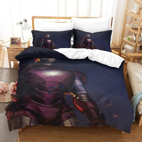 Parure De Lit Pi¿¿Ces Pour Iron Man Avengers Impression D Housse De Couette En Microfibre Hypoallergique Avec Fermeture ¿¿Clair Single£¿Xcm£©
