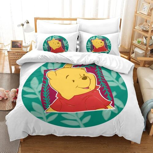 Winnie The Pooh Impression En D Housse De Couette£¬Couette Microfibre Avec Fermeture Eclair Enfants Adultes£¬Animated Characters Ensemble De Housse De C