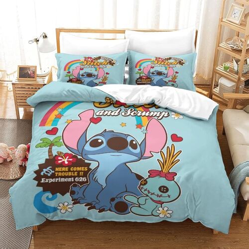 Stitch Impression En D Sets De Housse De Avec Fermeture Eclair Couettes Housse De Couette Microfibre £¬Adulte Gar? On Fille Nsemble£¬De Avec Taie