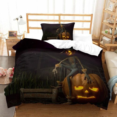 Halloween Impression En D Housse De Couette£¬Couette Microfibre Avec Fermeture Eclair Enfants Adultes£¬Witch And Pumpkin Ensemble De Housse De C