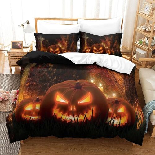 Halloween Impression En D Parure De Lit De Housse£¬Pour Adulte Adolescents£¬Witch And Pumpkin Pi¿¿Ces Housses Pour Couettes Respirant Fermeture E