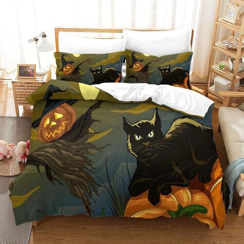 Halloween Impression En D Parure De Couette Avec Fermeture Eclair Housse De Couette Respirante£¬Pour Tout Le Monde£¬Witch And Pumpkin Housse De C