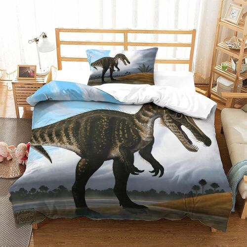 Parure De Lit Pi¿¿Ces Pour Dinosaur D Pattern Backpack Impression D Housse De Couette En Microfibre Hypoallergique Avec Fermeture ¿¿Clair Single