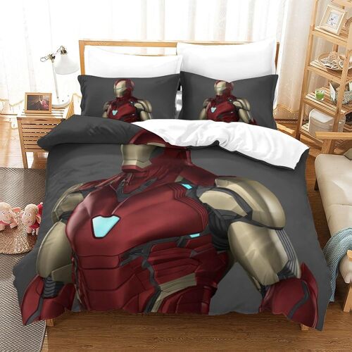 Iron Man Impression En D Parure De Lit De Housse£¬Pour Adulte Adolescents£¬Tony Stark Marvel Animation Pi¿¿Ces Housses Pour Couettes Respirant Fermeture