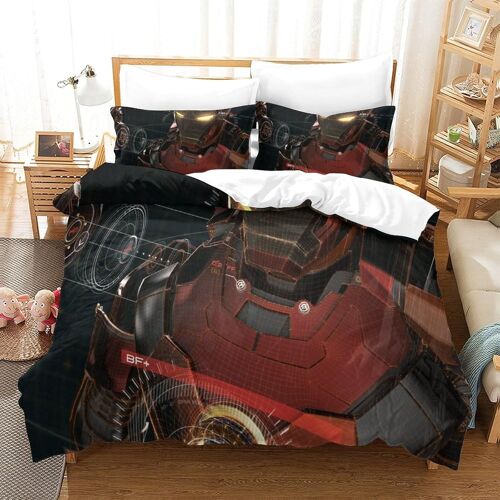 Iron Man Impression En D Parure De Lit De Housse£¬Pour Adulte Adolescents£¬Tony Stark Marvel Animation Pi¿¿Ces Housses Pour Couettes Respirant Fermeture