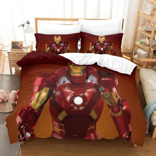 Iron Man Impression En D Housse De Couette£¬Couette Microfibre Avec Fermeture Eclair Enfants Adultes£¬Tony Stark Marvel Animation Ensemble De Housse De