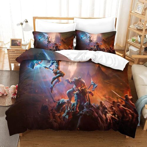 World Of Warcraft Housse De Couette Respirante En Housse De Couette ¿¿ Fermeture ¿¿Clair Et Taie D'oreiller De Housse De Couette Pour Adultes Femmes Gar