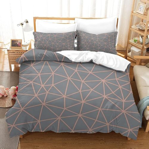 Geometric Lattice Housse De Couette Respirante En Housse De Couette ¿¿ Fermeture ¿¿Clair Et Taie D'oreiller De Housse De Couette Pour Adultes Femmes Gar