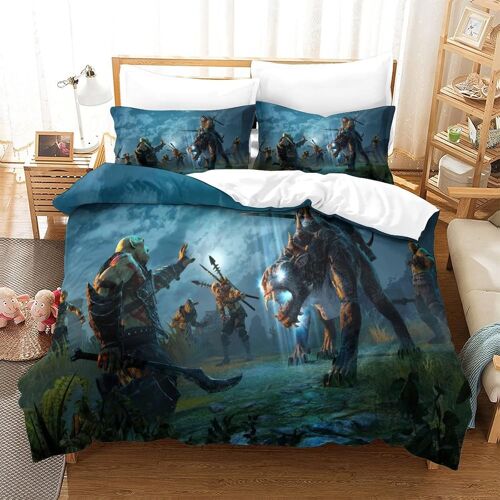 World Of Warcraft Housse De Couette Respirante En Housse De Couette ¿¿ Fermeture ¿¿Clair Et Taie D'oreiller De Housse De Couette Pour Adultes Femmes Gar
