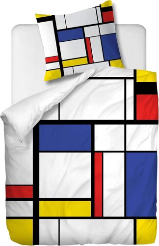 Parure De Lit Pi¿¿Ces Avec Housse De Couette Et Taie D'oreiller,Peinture Abstraite Dans Le Style Mondrian, X Cm / X Cm X ,Multi