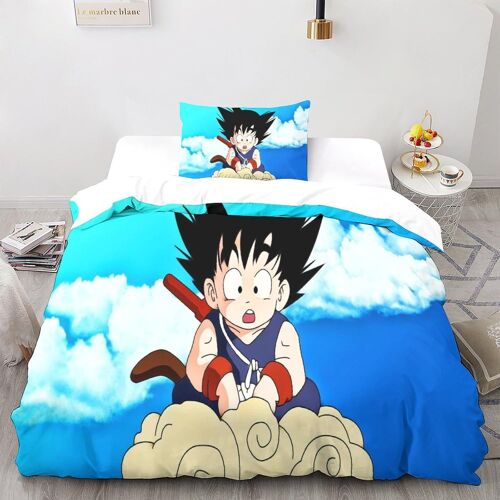 Dragon Ball Goku Housse De Couette D Imprim¿¿ En Microfibre Avec Anime Parure De Lit, Fermeture ¿¿Clair Et Taie D'oreiller - Literie Pour Enfants, Adole