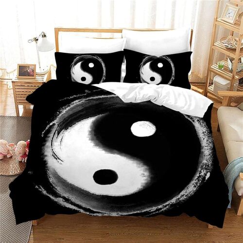 Housse De Couette D Imprim¿¿ Motif Tai Chi Parure De Lit Ensemble De Literie Pi¿¿Ces Ultra Douce Confortable Microfibre Avec Fermeture ¿¿Clair Et Taie O