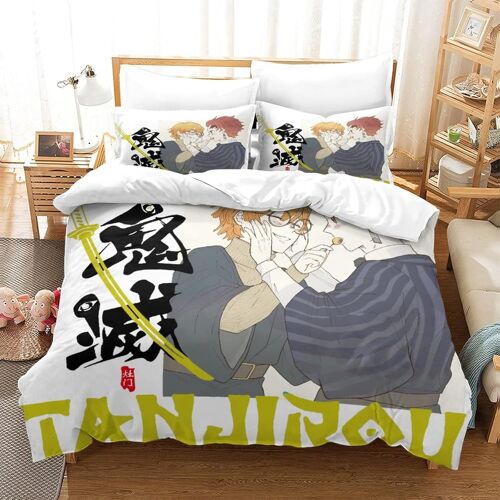 Demon Slayer Japanese Manga Ensemble De Literie D Housse De Couette Et Taie D'oreiller Fermeture ¿¿ Glissi¿¿Re Microfibre Personne D'enfant Adulte Parur
