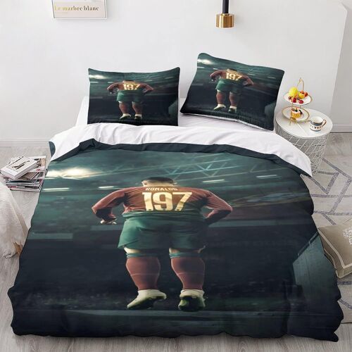 Cristiano Ronaldo Housse De Couette Enfant, Al Nassr Parure De Lit King£¿Xcm£© En Microfibre Avec Fermeture ¿¿Clai Pour Fille Avec Taie D'oreiller Assort