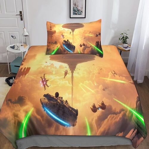 Star Wars Housse De Couette Literie Impression D, Pi¿¿Ces En Microfibre L¿¿G¿¿Re Et Douce,The Mandalorian Ousse De Couette Avec Taies D'oreiller,Avec Fer