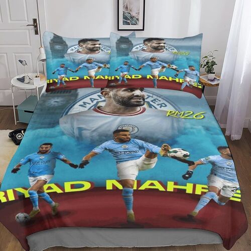 Riyad Mahrez Housse De Couette D Avec Fermeture ¿¿Clair Pour Lit Simple/Double/Queen/King Football Stars Microfibre Ultra Douce Et Respirante Double£¿Xc