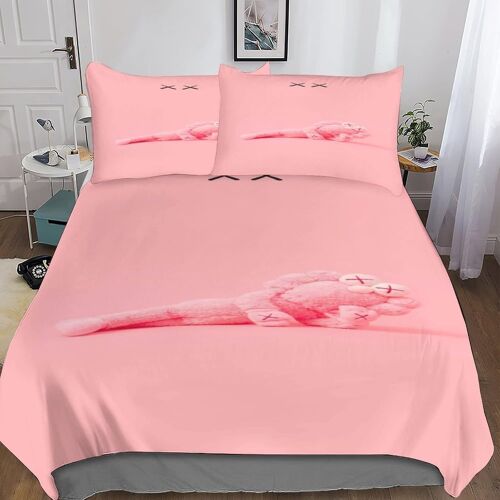 Pink Kaws Housse De Couette Cartoon Characters Parure De Lit Double£¿Xcm£© Avec Fermeture ¿¿Clair - Cartoon Characters De Housse Couette Avec Assortie Ta