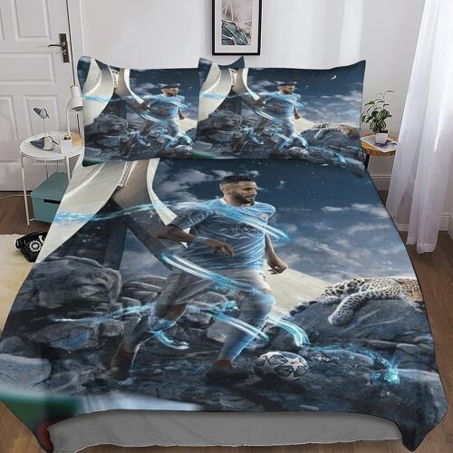 Riyad Mahrez Parure De Lit En D Pour Enfants Et Adultes Pi¿¿Ces Football Stars Ensemble De Housses De Couettes En Microfibre Ultra Douce Avec Fermetur