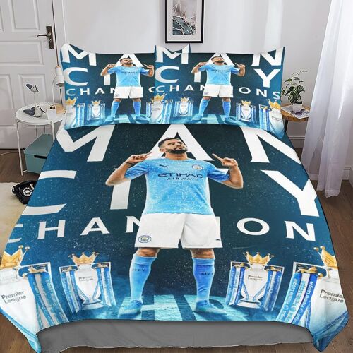 Riyad Mahrez Parure De Lit En D Pour Enfants Et Adultes Football Stars Pi¿¿Ces Ensemble De Housses De Couettes En Microfibre Douce Avec Fermeture ¿¿Cla