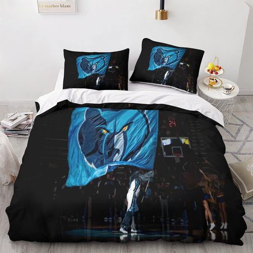 Grizzlies Memphis Sets De Housses De Couettes D, Nba Basketball Imprim¿¿ Ensemble De Literie Avec Housses De Couettes Et Assortie Taie D'oreiller, Pour