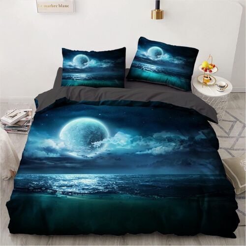 Housse De Couette X Sea Moon Parure De Lit En Microfibre Avec Fermeture ¿¿Clair, Housse Couette + Taie D'oreiller X Cm