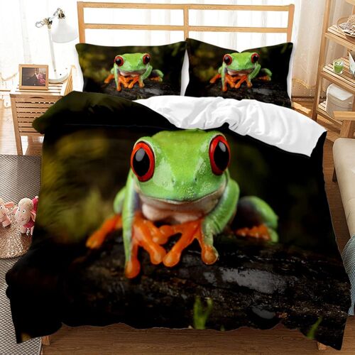 Housse De Couette X Grenouille Parure De Lit En Microfibre Avec Fermeture ¿¿Clair, Housse Couette + Taie D'oreiller X Cm