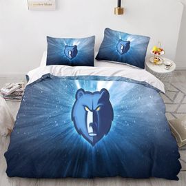 Grizzlies Memphis Sets De Housses De Couettes D,Nba Basketball Ensemble De Literie Avec Housses De Couettes Et Assortie Taie D'oreiller, Pour Lit Doub