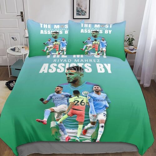 Riyad Mahrez Parure De Lit D Avec Housse De Couette Et Taie D'oreiller Pi¿¿Ces Football Stars Ensemble De Housses De Couettes En Microfibre Douce Pour