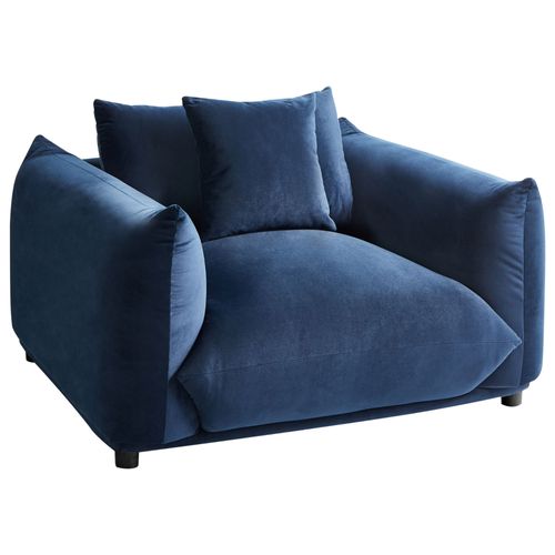 Fauteuil Luvos Velours Bleu Foncé
