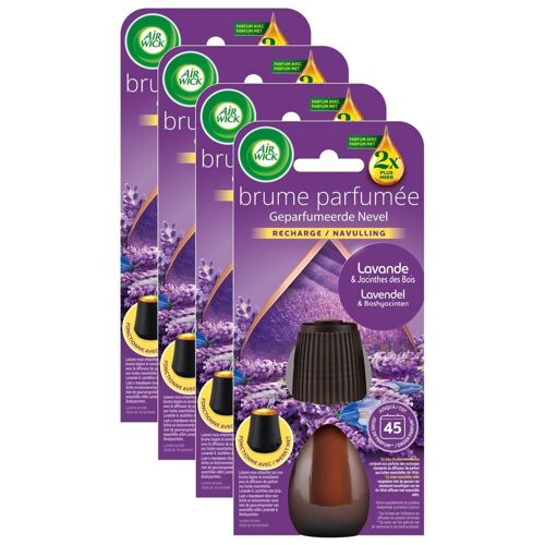 AIR WICK Lot de 4 Recharges Essential Mist Lavande et Jacinthes des Bois